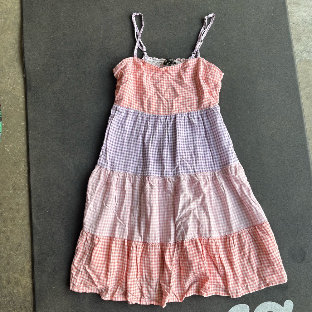 Pink and Purple Gingham Babydoll Dress